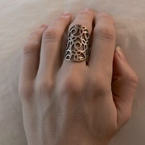 Vintage Adjustable Silver Tone Filigree Ring | Size OS